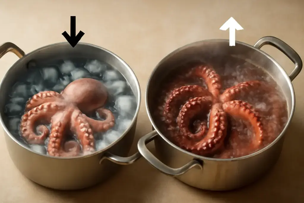 È meglio cuocere il polpo in acqua fredda o bollente? La risposta che cambia la consistenza