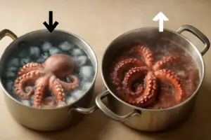 È meglio cuocere il polpo in acqua fredda o bollente? La risposta che cambia la consistenza