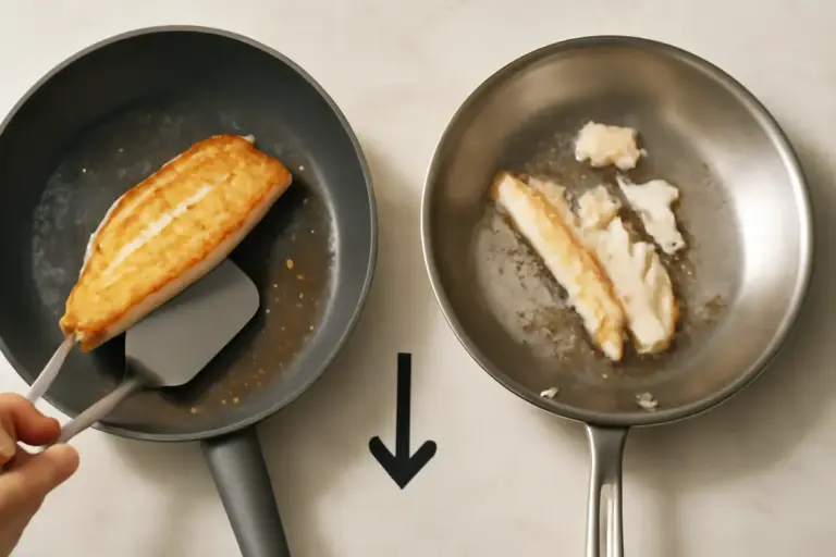 Come evitare che i filetti di pesce si rompano girandoli? Il materiale della padella che fa la differenza